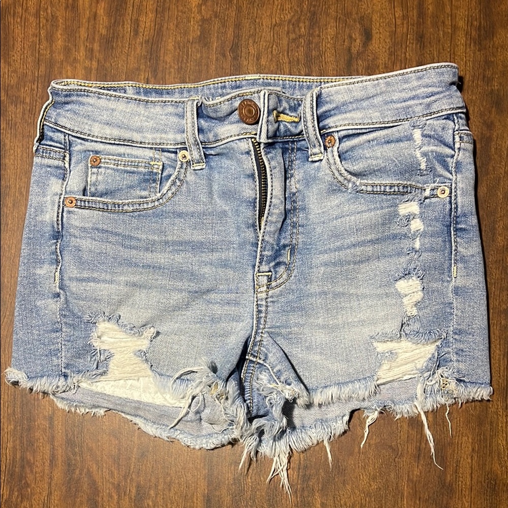 American Eagle Ripped Low Rise Denim Shorts
